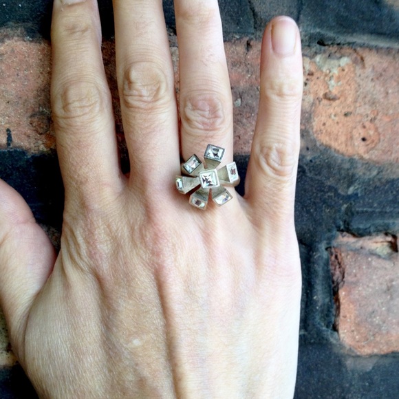 Sterling Atomic Flower Bling Ring - Picture 7 of 8